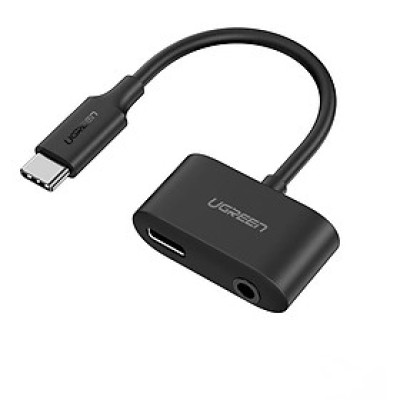 Ugreen UG70606CM193TK 2 trong 1 bộ chuyển usb type C ra 3.5mm Audio và sạc cổng C màu đen - HÀNG CHÍNH HÃNG