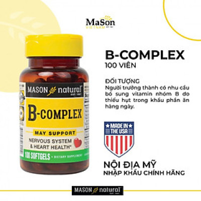 Viên uống Bổ sung vitamin nhóm B cho cơ thể Mason Natural B-Complex – 100 viên
