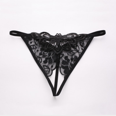 Quần lót ren nữ bông hoa cúc - Đen