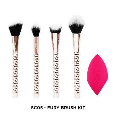 SC05 - BỘ KIT 4 CỌ VÀ 1 BÔNG PHẤN VACOSI, PHIÊN BẢN GOLDEN DRAGON - FURY THE FLAWLESS FACE BRUSH KIT, 5PCS