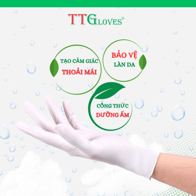 Găng Tay Y Tế Size S Không Bột Nitrile TTGLOVES Màu Trắng (100 Chiếc/hộp)