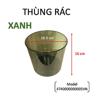 Thùng rác tròn chất liệu nhựa PET cứng trong suốt - Khả năng chịu lực chịu nhiệt tốt - Thùng rác trong suốt không nắp tinh tế - Màu xanh
