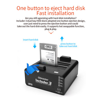 Đế cắm ổ cứng OImaster Dual Bay USB 3.0 đến 2.5 / 3.5 inch SATA Dual Bay HDD SSD