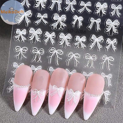 Sticker 5D Nơ Ren Trắng Mix Ngôi Sao TL077 TL008 Siêu Xinh, Hình Dán Móng Nơ Trắng Nhiều Kiểu Nhiều Size Sang Chảnh