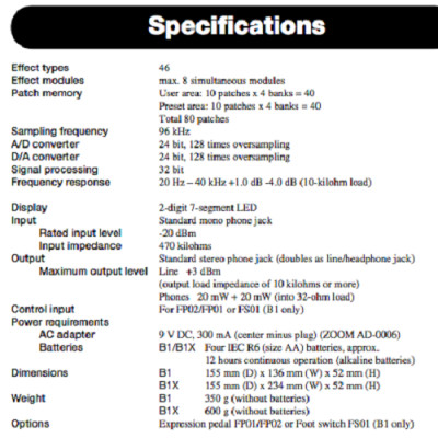 Thiết bị tạo hiệu ứng ghita Bass B1X/220BX (ZOOM) – Hàng Chính Hãng