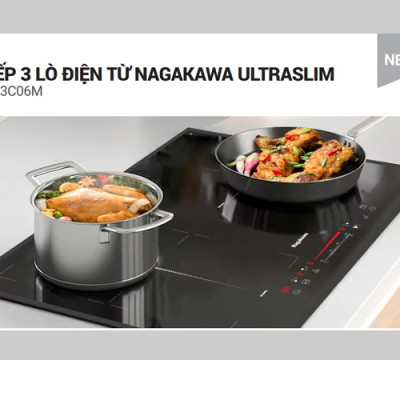 Combo Bếp 3 Lò Điện Từ Nagakawa UltraSlim NK3C06M Và Máy Hút Mùi Nagakawa NKCH09M70 Tích hợp công nghệ NaSYNC - Tự động đồng bộ điều khiển giữa bếp điện từ và hút mùi Điều khiển chuyển động Leap Motion và Touch Control bằng cách vẫy tay - Hàng Chính Hãng