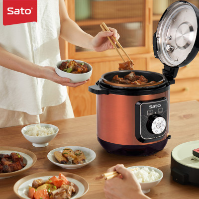 Nồi áp suất đa năng SATO 6AS051.N 6.0L - Nồi áp suất đa chức năng : nấu cơm, nấu cháo, hầm gân, ninh, súp, hấp, giữ ấm ... Dung tích : 6.0 lít phù hợp gia đình 4 - 6 người - Miễn phí vận chuyển toàn quốc - Hàng chính hãng