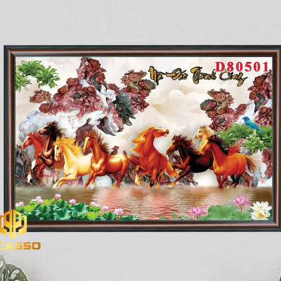 D805 34 Tranh kính Bát mã tung hoành (Được chọn mẫu)