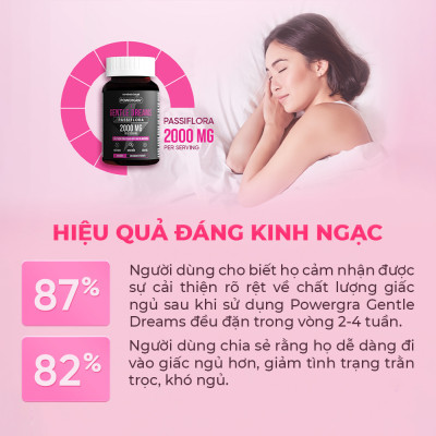Viên uống cải thiện tình trạng mất ngủ và ngủ kém Powergra Gentle Dreams - Hộp 60 viên