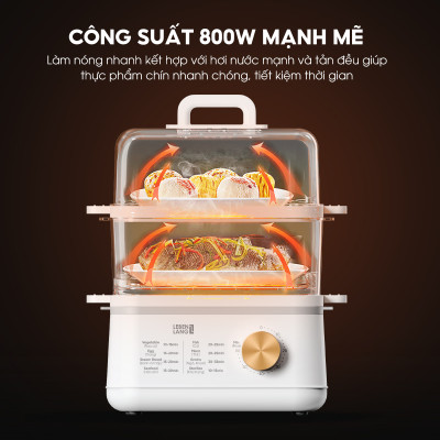 Nồi hấp điện đa năng LEBENLANG LBEL5030 hấp 2 tầng,12L tiện lợi, 800W, bảo hành 2 năm - hàng chính hãng