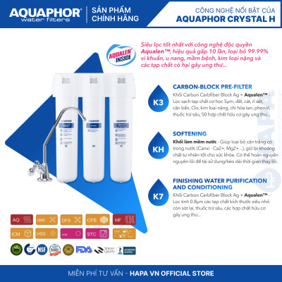 Máy Lọc Nước AQUAPHOR CRYSTAL H Chuẩn Nước Khoáng Uống Trực Tiếp, Công Nghệ NANO Aqualen, Không Dùng Điện - Nhập Khẩu Châu Âu , Hàng Chính Hãng