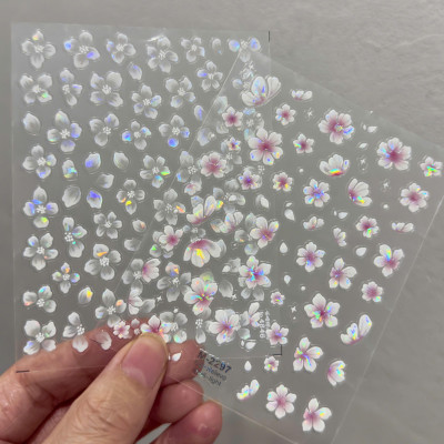 Sticker 5D Hình Cánh Hoa Phản Quang 4846 Bông Hoa Cực Quang Hồng M2297 Dán Móng Làm Nail Siêu Xinh, Hình Dán Móng Hoa Nổi Tự Dính Tiện Lợi