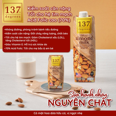 Sữa hạt Hạnh nhân Nguyên chất 137 DEGREES 1000ml