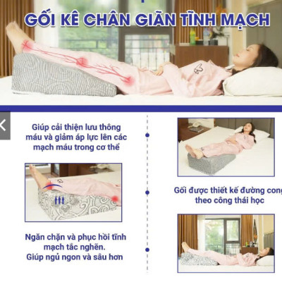 Gối chống suy giãn tĩnh mạch Hàn Việt Hải 40x60x22cm, hỗ trợ ngăn ngừa  các bệnh về mạch tri dưới Vải Cotton