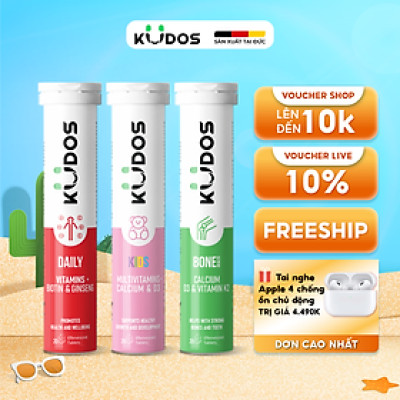 Combo Thực phẩm bảo vệ sức khỏe KUDOS KIDS + Viên Sủi KUDOS BONE + Viên Sủi KUDOS DAILY (20 viên/tuýp)
