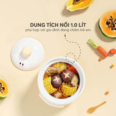 Nồi nấu chậm, nấu cháo, chưng yến 1L Elmich SCE-8524OL - Hàng Chính Hãng
