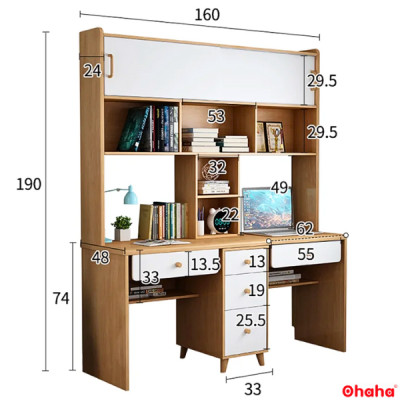 [Miễn phí vận chuyển & lắp đặt tại TP.HCM] [CÓ VIDEO THỰC TẾ] Bàn học sinh thông minh cho bé đa năng có kệ sách Ohaha - BH010