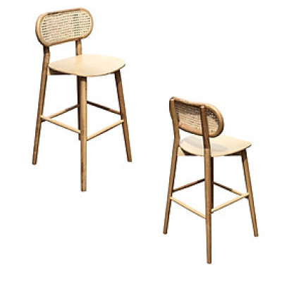 Ghế quầy bar gỗ ash cao 75cm CB DECO-75P Nội thất Capta Ghế ngồi quầy đảo bếp khung gỗ tần bì ash lưng tựa đan mắt cáo nệm bọc PVC hoặc vải gỗ pollywood tại HCM