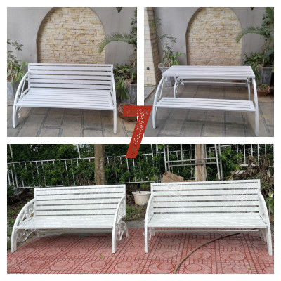 Ghế sân vườn thông minh Tundo 1m2 mở thành bàn ghế đôi khung thép nhiều KT lựa chọn 1m2 1m5 2m