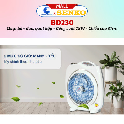 Quạt Bàn Đảo 2 Tấc Senko BD230 - Hàng Chính Hãng - Màu Ngẫu Nhiên