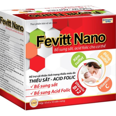 Viên uống bổ máu Fevitt Nano HDPHARMA bổ sung Sắt hữu cơ, Acid Folic - 30 viên 