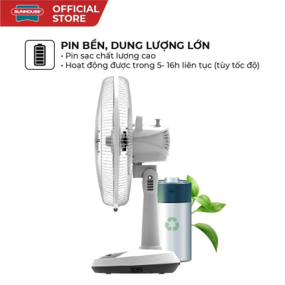 Quạt sạc SUNHOUSE SHD7223 - Hàng chính hãng