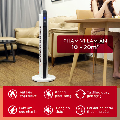 Máy sưởi gốm không khô da nhập khẩu FUJIHOME FH2000 điều khiển từ xa, quạt sưởi ấm mini hẹn giờ, tự động ngắt ,không phát sáng, không đốt oxi- Hàng nhập khẩu