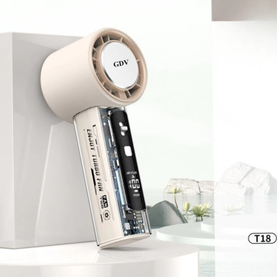 Quạt Cầm Tay Mini GDV T-18 Turbin 100 Cấp Độ Gió Có Sò Lạnh Pin 4000 mAh - Màu Ngẫu Nhiên - Hàng Chính Hãng