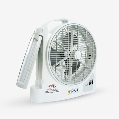 Quạt Sạc Tích Điện Dạng Hộp AC&DC 12 inch Honjianda HJD-FL313 loại 2 bình có đèn LED - Hàng Chính Hãng