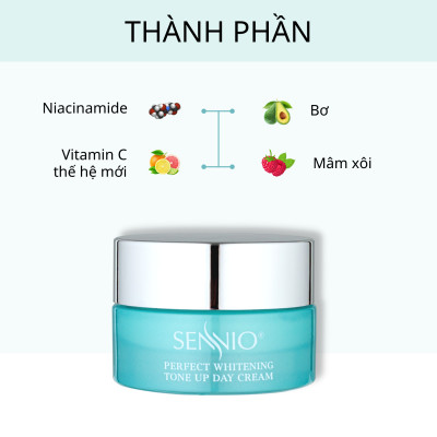 Kem dưỡng ẩm Sennio Perfect Whitening Day Cream dưỡng trắng da mặt ban ngày tái tạo và phục hồi da 30g SNO 829