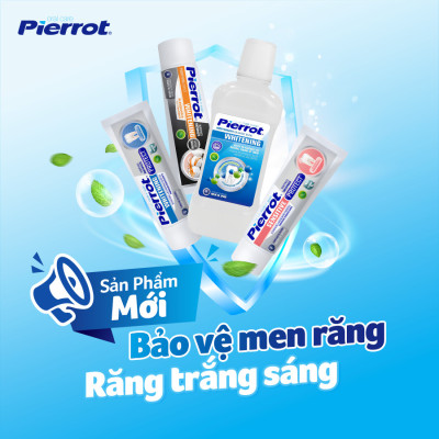 [ Mua 2 tặng 1 bàn chải ] Kem đánh răng Pierrot Whitening trắng răng tự nhiên, chống ố vàng 75ML