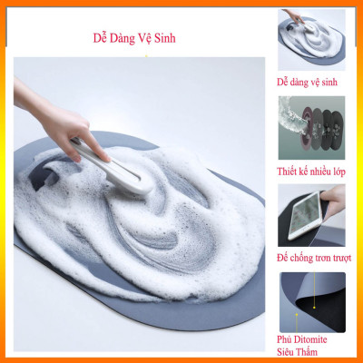 Thảm Lau Chân Silicon Siêu Mềm Siêu Dày, Siêu Thấm Nước Chất Liệu Cao Su Chống Trượt