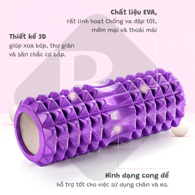 Combo Thảm Tập Yoga 6mm,Con Lăn Massage Ống Lăn Dãn Cơ Foam Roller BLUE- Bóng tập yoga size 65cm Tập Gym, Yoga, Thể Hình (hàng nhập khẩu)