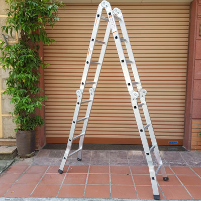 Thang nhôm gấp 4 khúc cao cấp Ashi AM4 chiều cao 4,8m 