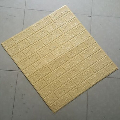 Bộ 5 Tấm Xốp Dán Tường 3D Giả Gạch Vàng Kem 70cmx77cm