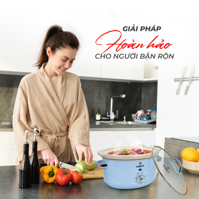 Nồi nấu chậm 3.5L Kalpen SK1 công nghệ Đức - Tần gà, nấu cháo, chưng yến, bảo hành 2 năm - Hàng chính hãng