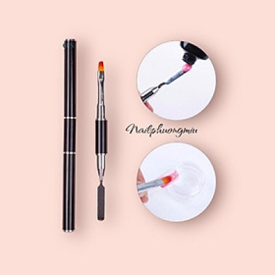 Cọ Đắp Gel 2 Đầu Chuyên Dụng Cho Làm Nail, Dễ Dàng Đắp Gel Và Gel Gôm, Có Nắp Bảo Quản, Kích Thước Đa Dạng Cho Thợ Nail Máy Hơ Gel