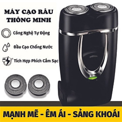 Máy Cạo Râu Mini 2 Lưỡi Cạo Nổi - (Tặng kèm 2 lưỡi cạo thay thế ) Máy Cạo Râu Đa Năng Đầu Cạo Chống Nước, cạo sạch chân râu, dung lượng pin lớn Hàng chính hãng