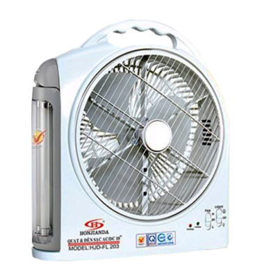 Quạt Sạc Kiêm Đèn Sạc HONJIANDA HJD- FL203 LED 2 bình - Hàng chính hãng