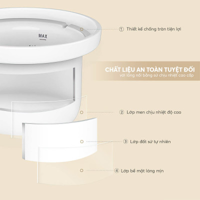 Nồi nấu chậm, nấu cháo, chưng yến 1L Elmich SCE-8524OL - Hàng Chính Hãng