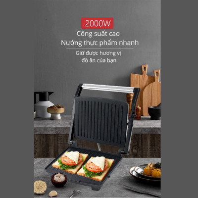 Máy kẹp nướng bánh mì SOKANY SK-202 ép bánh sandwich, rán trứng, nướng thịt CHỐNG DÍNH đa năng dễ dang vệ sinh - HÀNG CHÍNH HÃNG