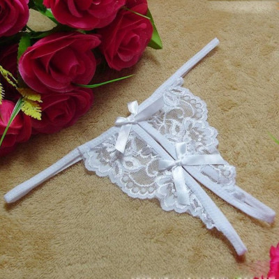 Quần lót nữ sexy ren mỏng phía trước hở mông lọt khe - Màu trắng