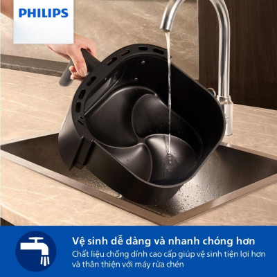 Nồi Chiên Không Dầu Điện Tử Philips NA230/00, 6.2 lít |1700W, Cửa Sổ Kính, Hàng Chính Hãng