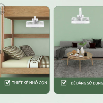 Quạt Mini Để Bàn, Quạt Tích Điện Sạc USB Besti - Quạt Cầm Tay 3 Tốc Độ, Điều Chỉnh Hướng Gió Xoay 360 Độ, Kiểu Dáng Sang Trọng , Không Gây Ồn, Pin Sạc Dung Lượng Lớn - Hàng Chính Hãng