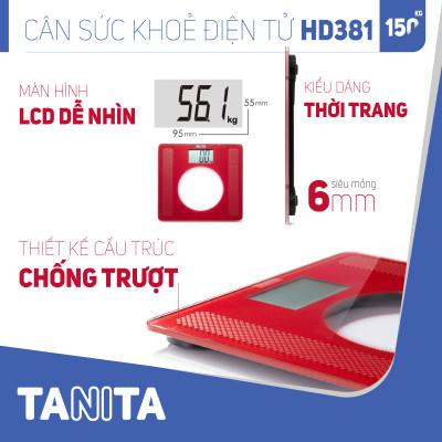 Cân sức khoẻ điện tử Tanita HD381 Nhật Bản, Cân tanita, chính hãng nhật bản,cân điện tử,cân chính hãng,cân nhật bản, cân sức khoẻ y tế, cân sức khoẻ gia đình, cân sức khoẻ cao cấp,cân 120kg,cân 130kg,cân 150kg,Cân sức khoẻ mini