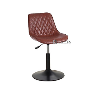 Ghế quầy bar thấp có lưng tựa nệm simili may sọc chéo chân tăng giảm mạ chrome CB2284-1P