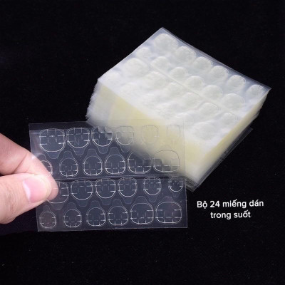 Miếng Dán Nail Box Siêu Mỏng 24 Miếng/Tờ Tiện Lợi, Dán Nailbox Móng Giả Silicon Hai Mặt, Trong Suốt Làm Nail Nhanh Chóng