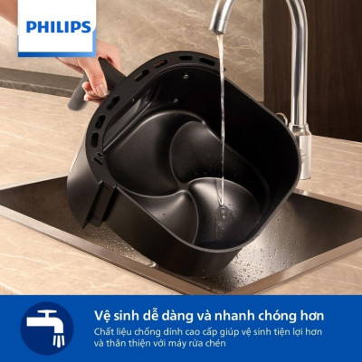 Nồi Chiên Không Dầu Philips NA130/00, Nút Vặn Dễ Sử Dụng 6.2 lít -1700W, Hàng Chính Hãng