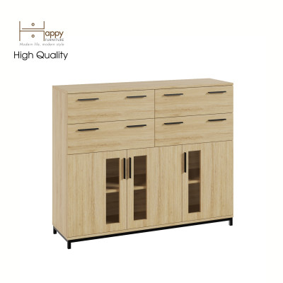 [Happy Home Furniture] LOUIS , Tủ lưu trữ 4 ngăn kéo 3 cửa mở - chân sắt , 126cm x 36cm x 104cm ( DxRxC), THK_060