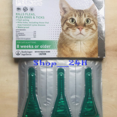 1 hộp Frontline Plus (3 tuýp) nhỏ gáy diệt ve rận, bọ chét trên mèo